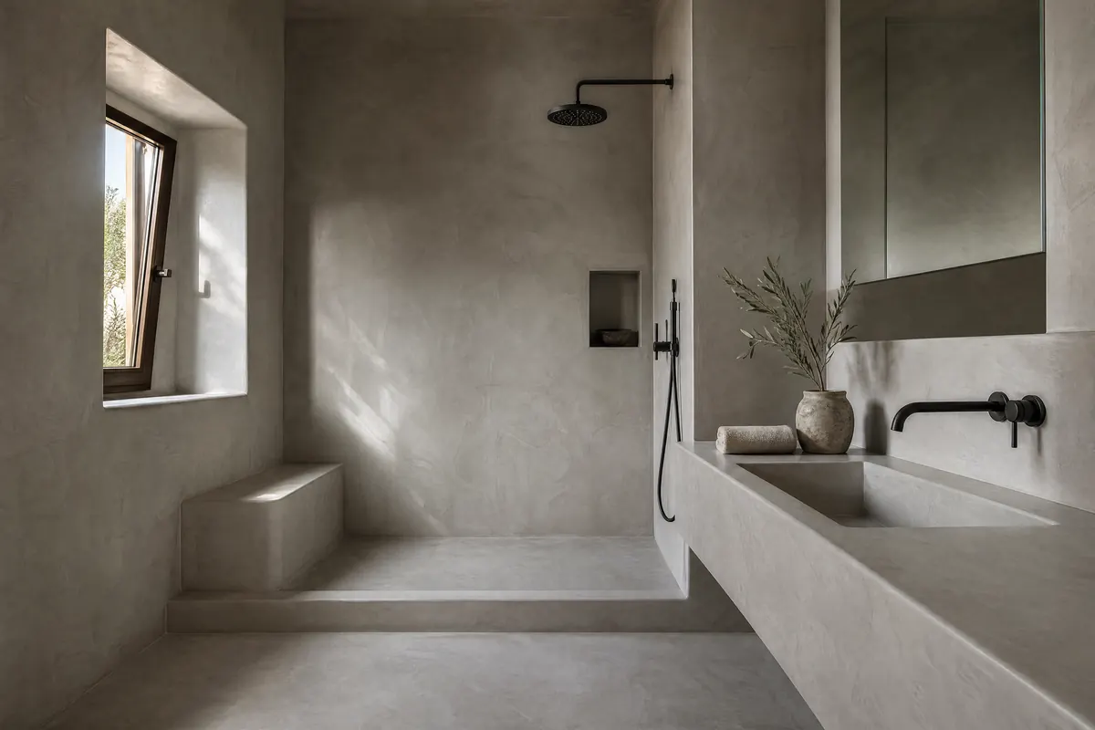 Baño continuo en microcemento